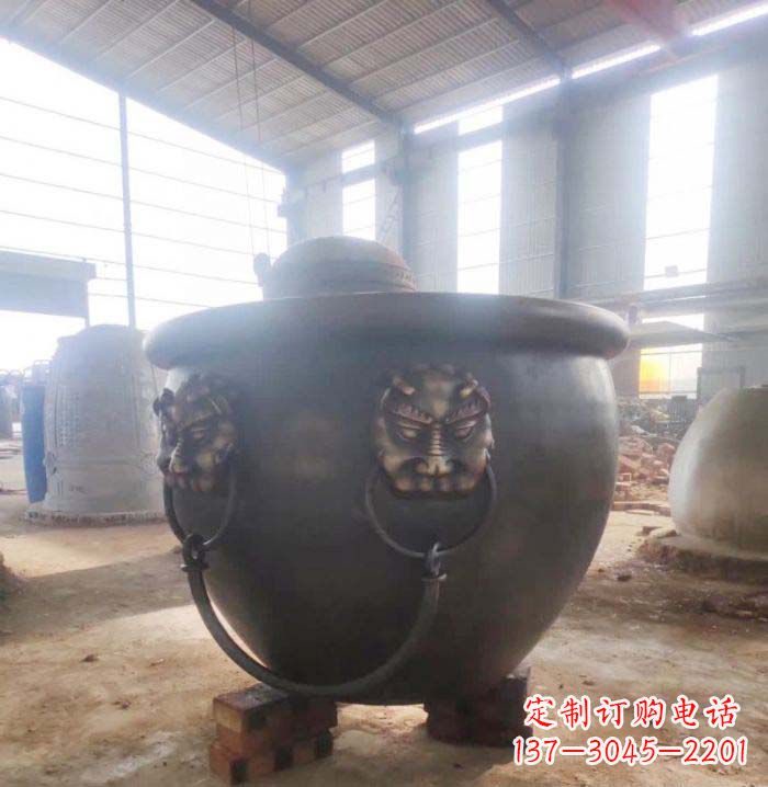 福州寺庙水缸铜雕