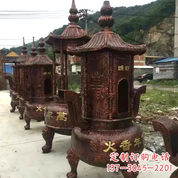 福州寺庙铜香炉雕塑