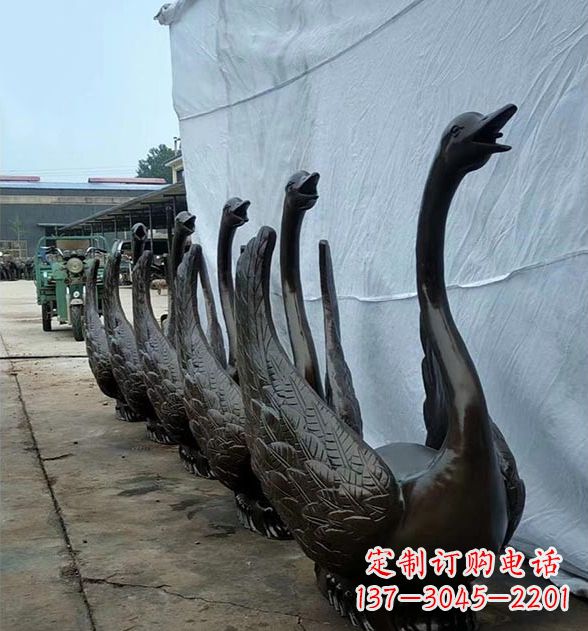 福州天鹅喷泉铜雕,园林喷泉水景流水组件