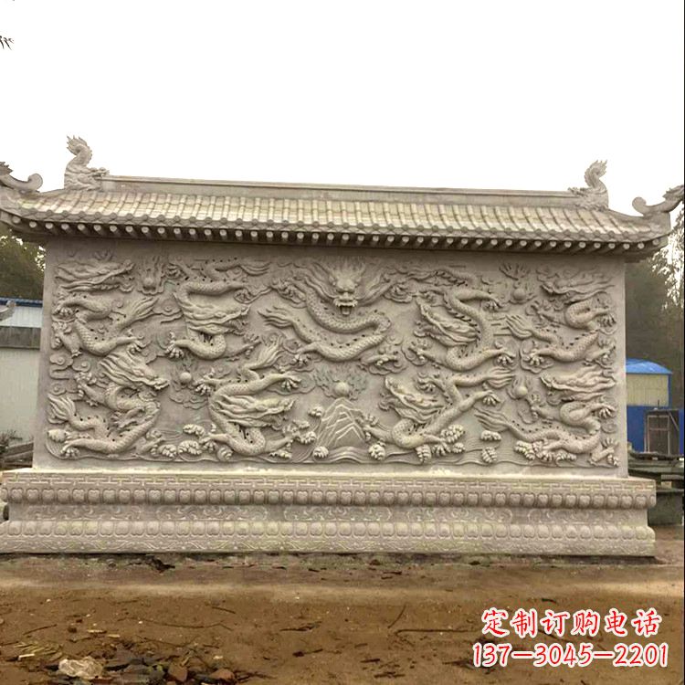 福州庭院园林九龙壁石雕影壁