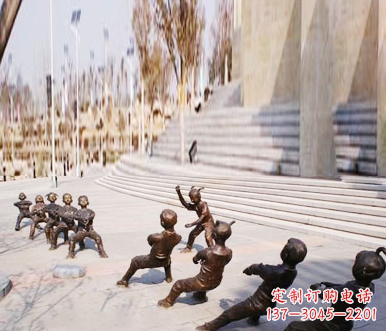 福州铜雕拔河儿童游戏雕塑