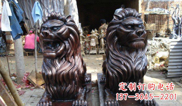 福州铜雕狮子公司门口雕塑 (2)