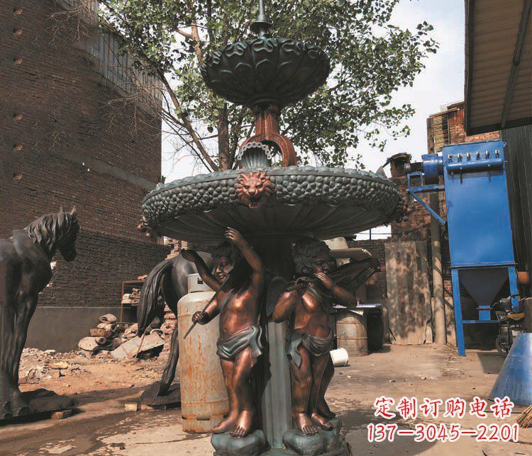 福州铜雕西方人物喷泉景观雕塑