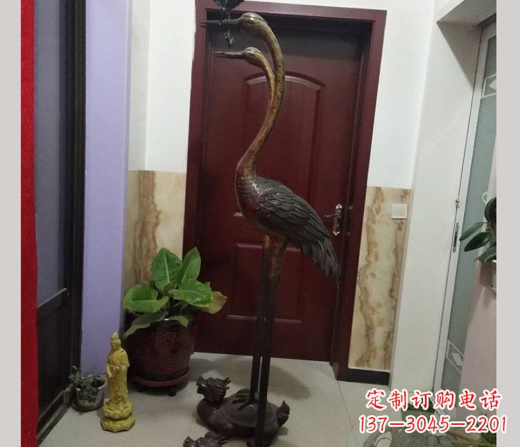 福州铜雕仙鹤踩龟雕塑摆件 (2)