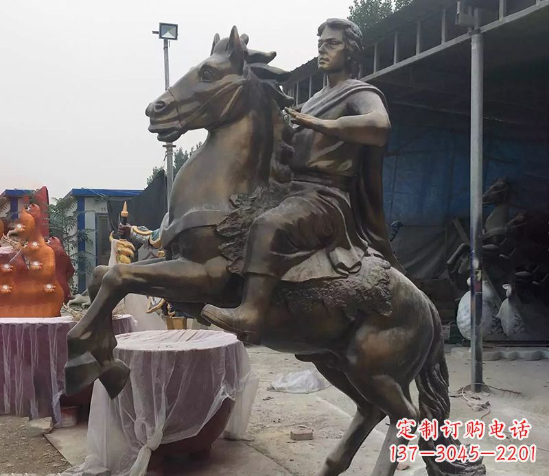 福州铜雕现代骑马人物公园景观