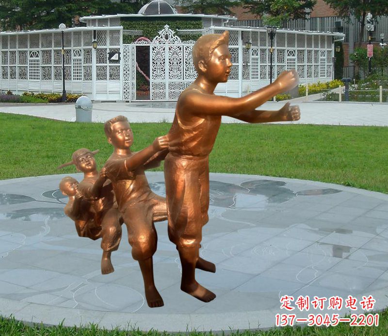 福州铜雕小区玩游戏儿童