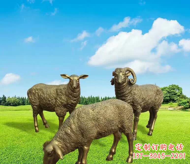 福州铜雕园林绵羊雕塑