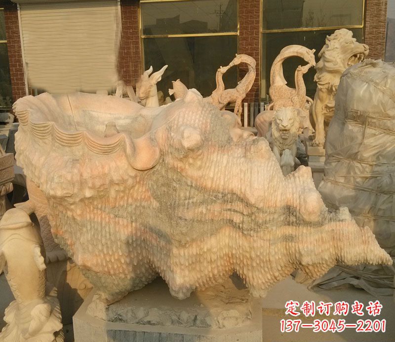 福州晚霞红海螺石雕