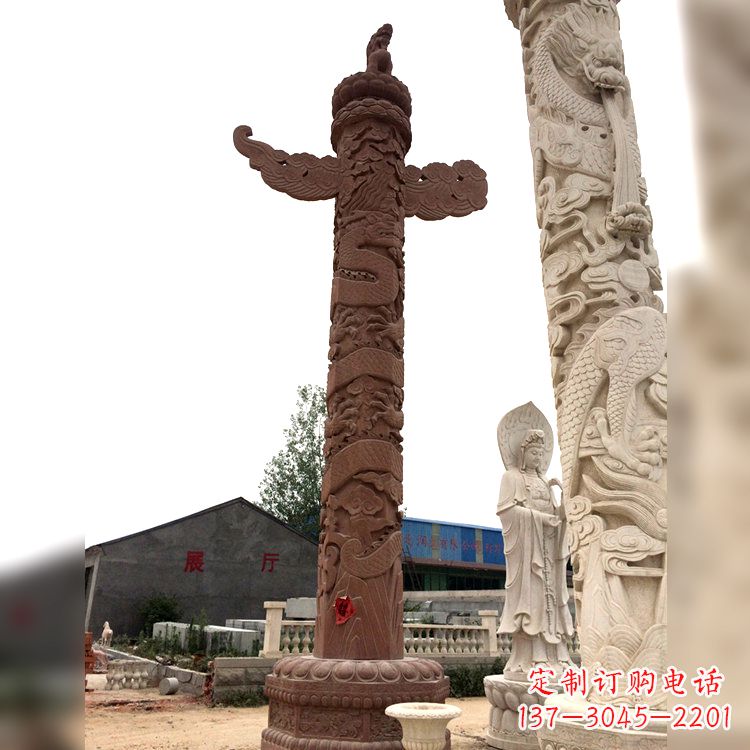 福州晚霞红华表石柱