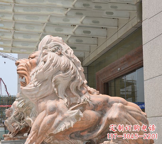 福州晚霞红欧式狮子石雕 (3)