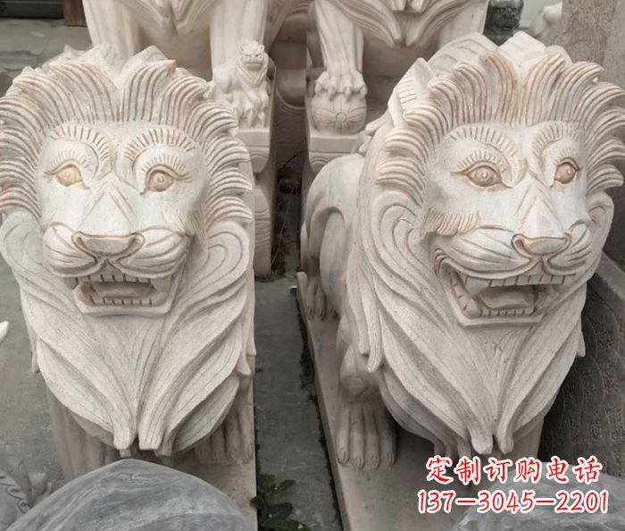 福州晚霞红欧式狮子石雕 (2)