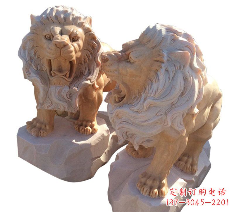 福州晚霞红欧式西洋狮子雕塑