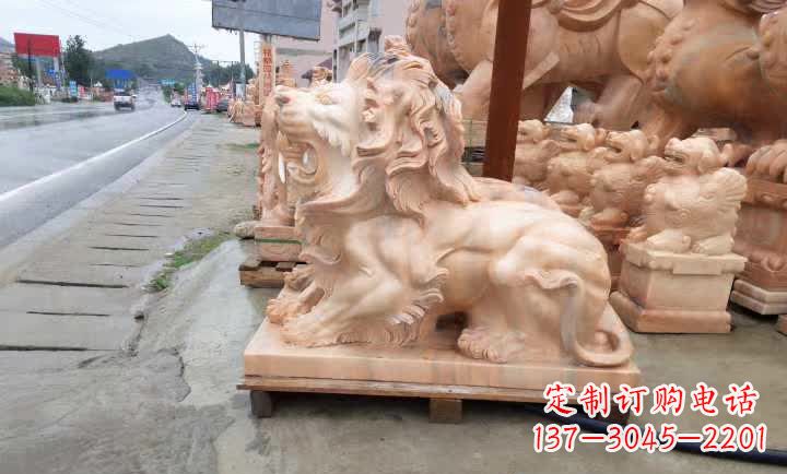 福州晚霞红狮子雕塑
