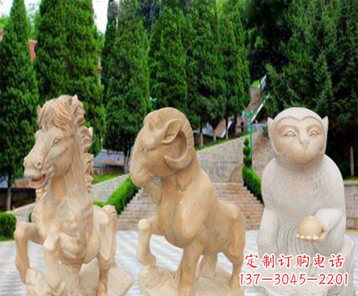 福州晚霞红十二生肖公园动物石雕