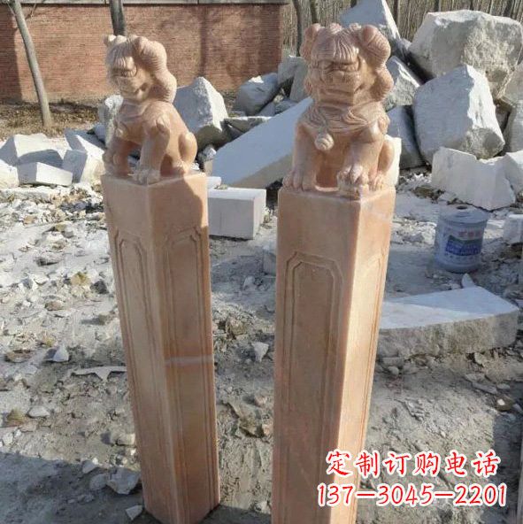 福州晚霞红狮子拴马桩
