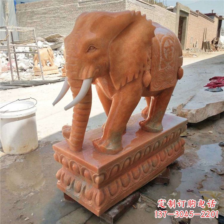 福州晚霞红石雕大象