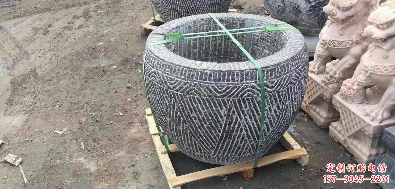 福州纹理石浮雕水缸