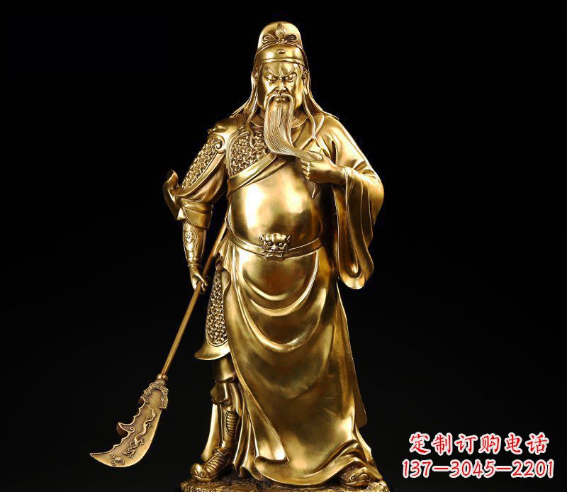 福州武圣握刀关公铜雕