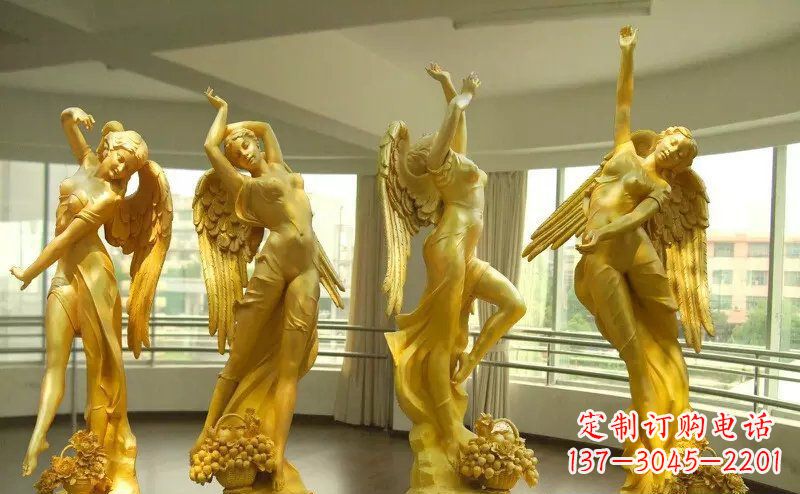福州舞蹈四女神玻璃钢仿铜人物雕塑