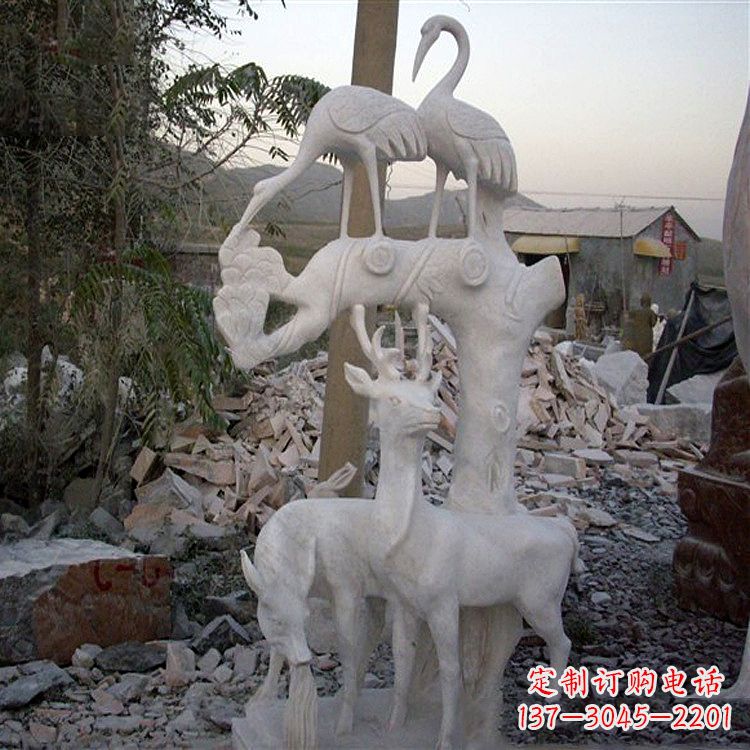 福州仙鹤石雕景观摆件