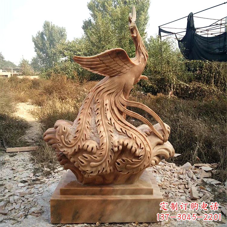 福州祥瑞凤凰晚霞红石雕