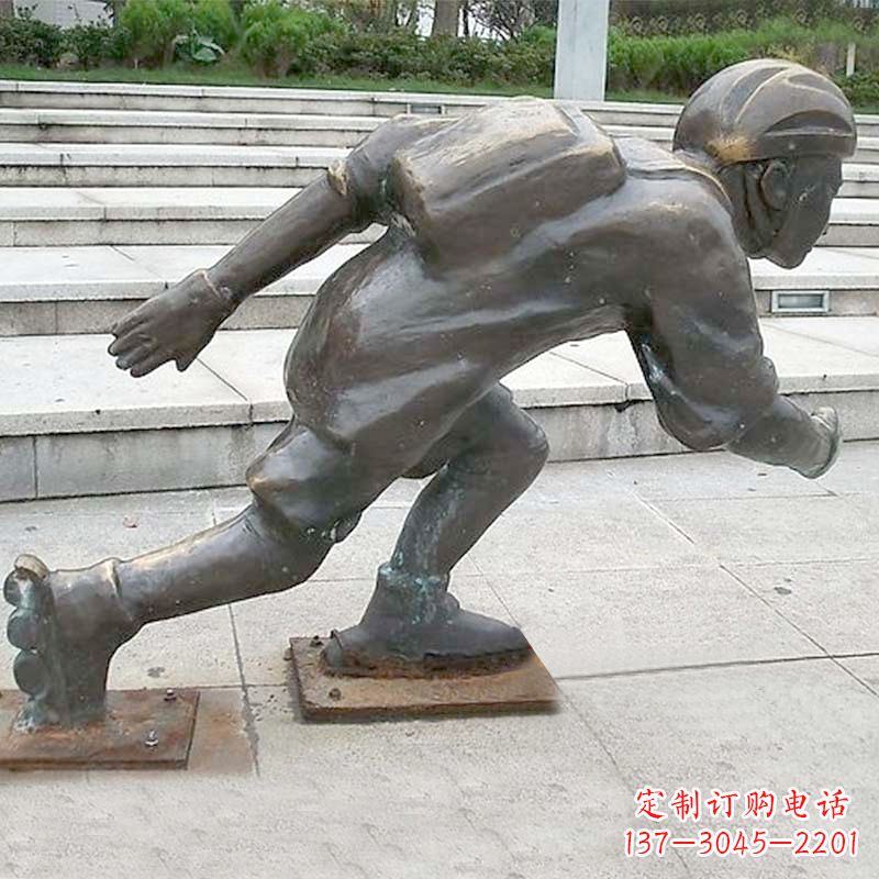 福州小孩滑旱冰广场人物运动雕塑