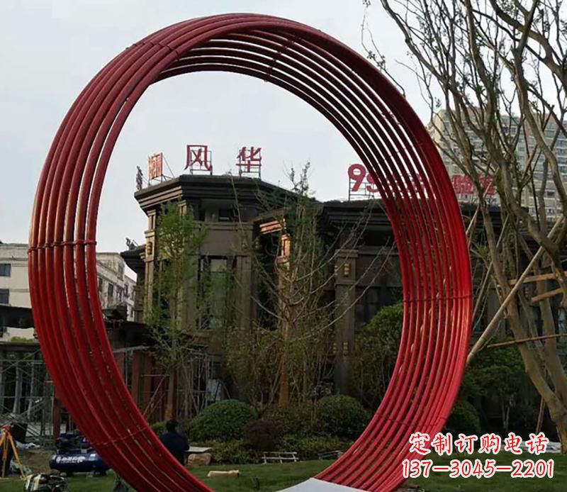 福州小区不锈钢圆环景观雕塑