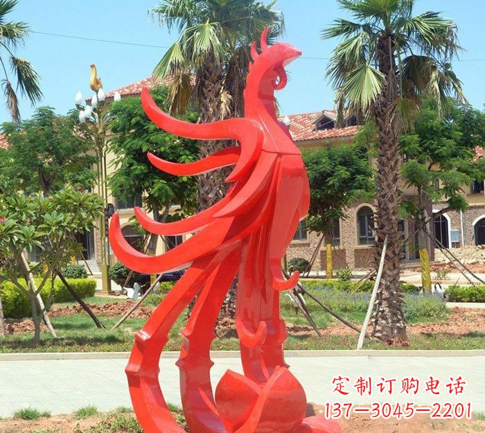 福州小区抽象不锈钢凤凰雕塑