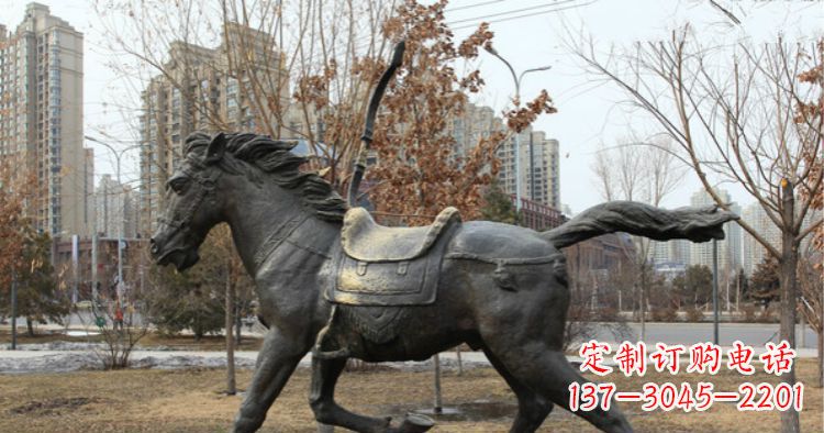 福州小区动物奔跑的马铜雕