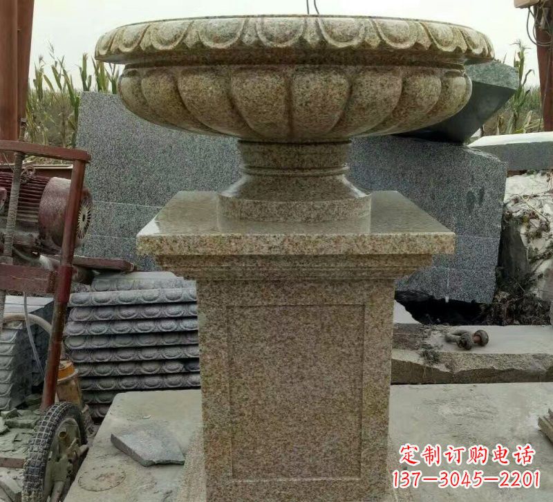 福州小区花岗岩花盆雕塑