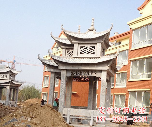 福州小区景观大理石凉亭石雕