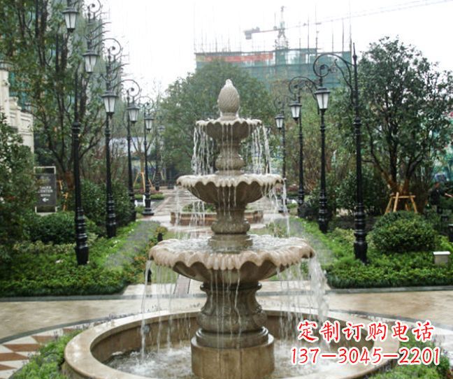 福州小区景观大理石喷泉石雕 (4)