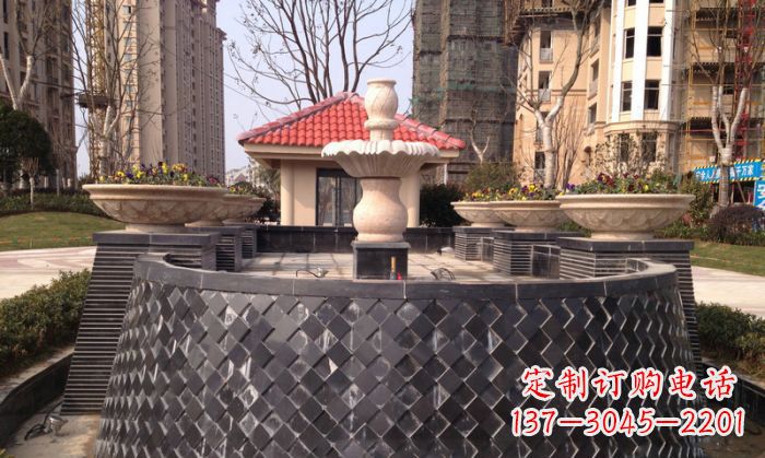 福州小区景观大理石喷泉石雕 (3)