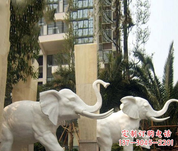 福州小区景观汉白玉大象石雕