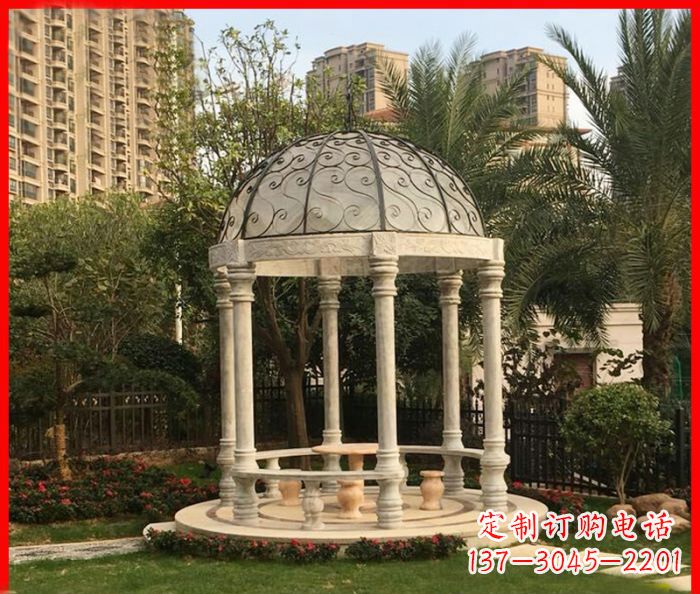 福州小区欧式圆顶凉亭石雕 (2)