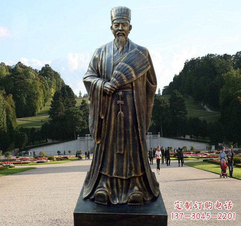 福州校园古代名人诸葛亮铜雕