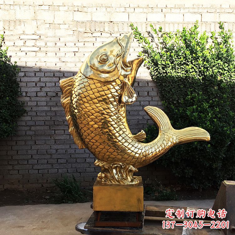 福州鱼跃景观铜雕-纯铜铸造企业商场动物雕塑摆件