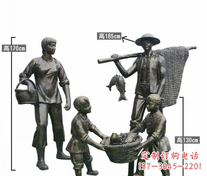 福州渔夫捕鱼民俗铜雕 (3)