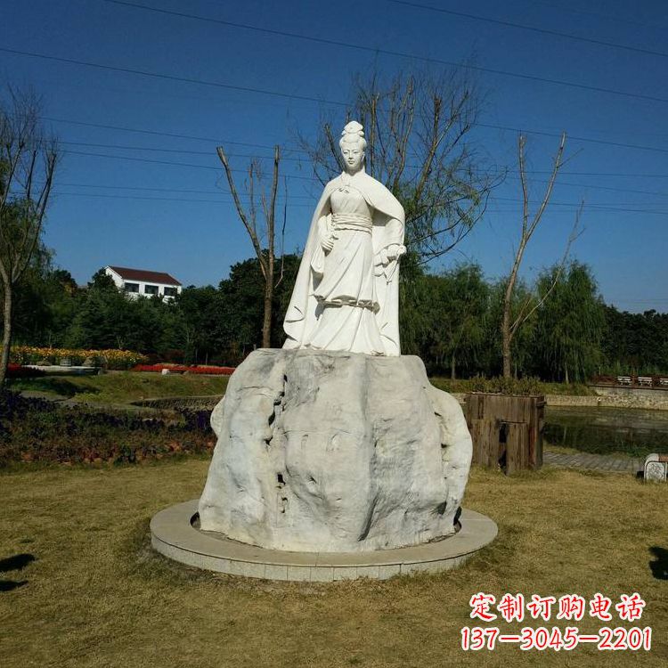 福州虞姬石雕塑-公园历史名人楚汉时期美女雕像