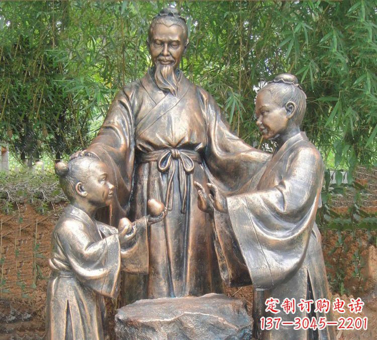 福州寓言故事铜雕_孔融让梨