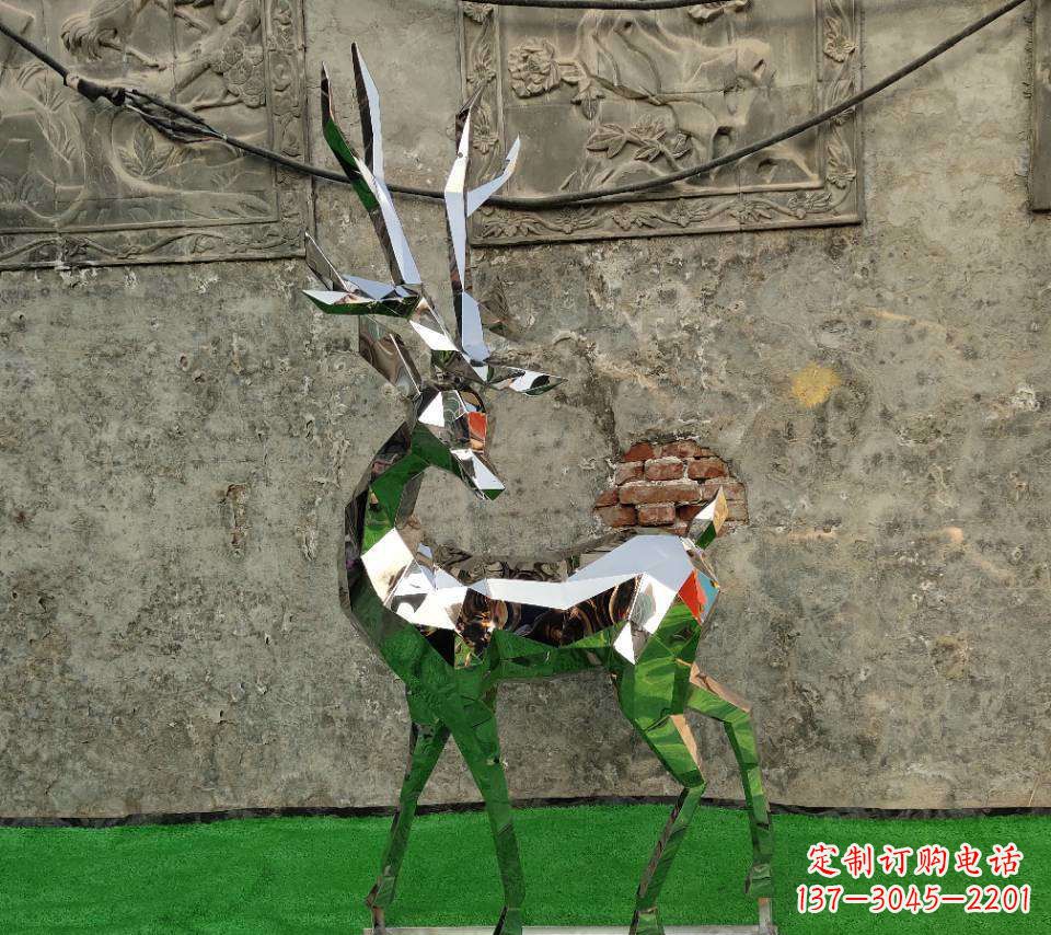 福州园林不锈钢抽象小鹿雕塑