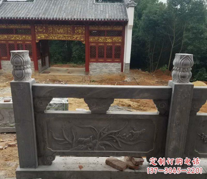 福州园林仿古兰花石浮雕栏板景观石雕