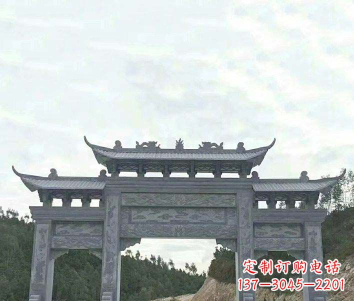 福州园林仿古三门石牌坊景观石雕