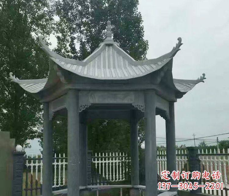 福州园林仿古石凉亭景观石雕 (2)