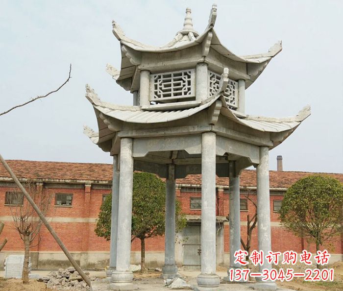 福州园林仿古双层石雕凉亭 (2)