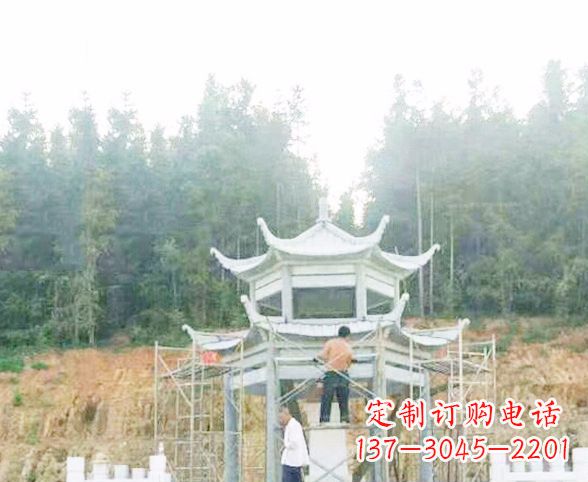 福州园林仿古双层石凉亭景观石雕 (2)