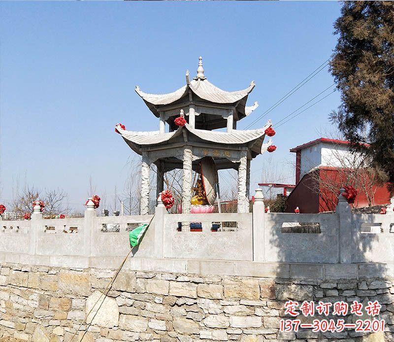 福州园林仿古双层石凉亭景观石雕 (3)