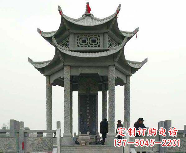 福州园林仿古双层石凉亭景观石雕