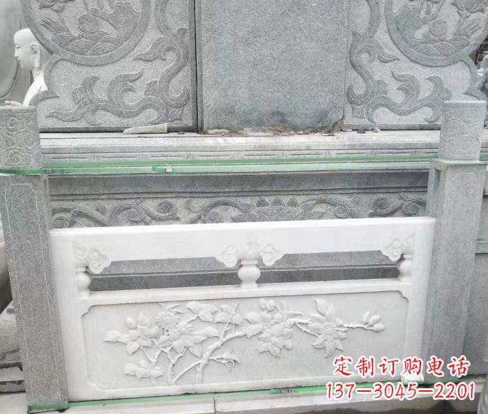福州园林汉白玉石浮雕栏板 (3)