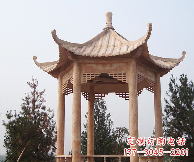 福州园林景观单层石雕凉亭 (3)